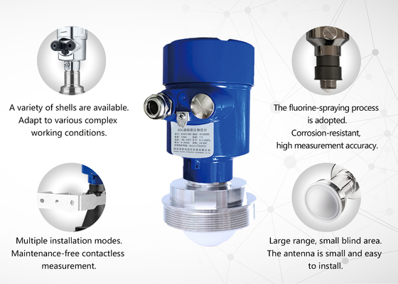 Good price Niveau radar 80 GHz Température de processus de l'émetteur -40~+260°C et pression de processus -0,1~2,0MPa et franges de fil de connexion de processus pinces avec IP67 en ligne